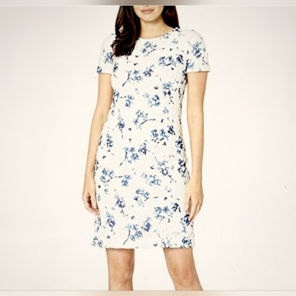 Ralph Lauren Bodycon Dress Women Sz. 12 Floral Net Lace White